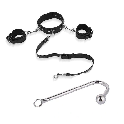 Anal Hooks with Anal Elegant 5334 Hook and Beaded Cuffs Collar 0905